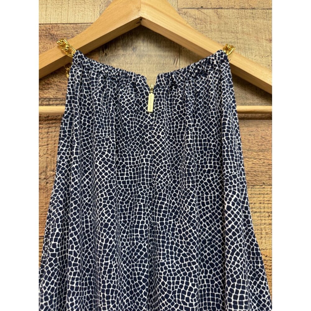 Michael Michael Kors Womens Sleeveless Navy & White Chain Halter Dress XL - Picture 4 of 9